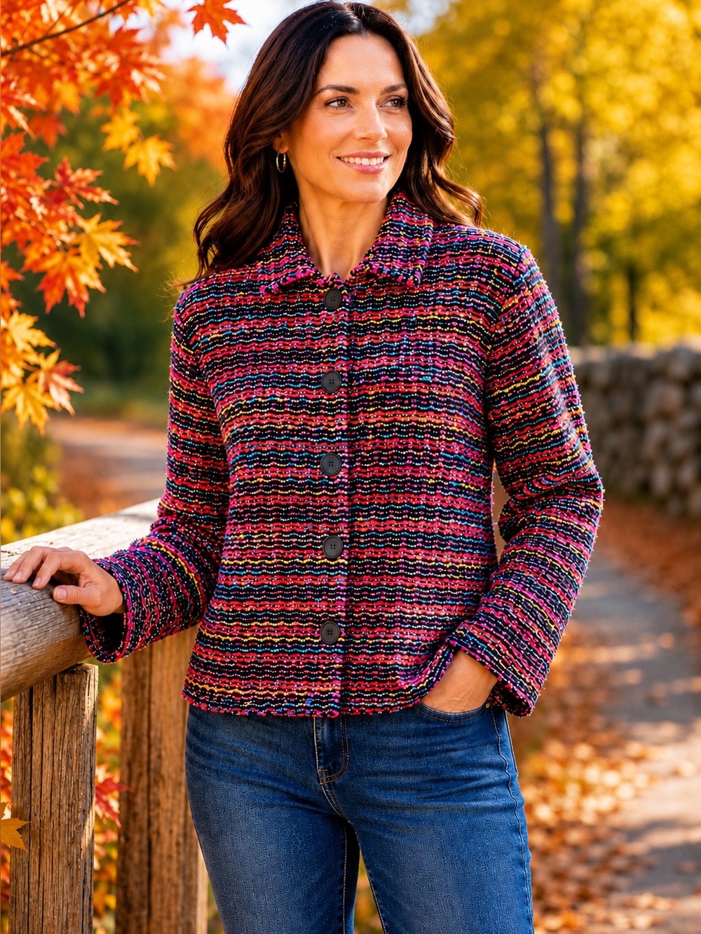 Coldwater Creek Multicolor Textured Jacket
